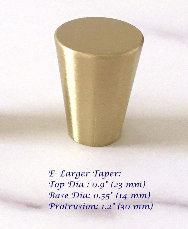 Brushed Gold Dresser Drawer Knob, Kitchen Cabinet Pull, Half Circle, Quarter Moon, Conical