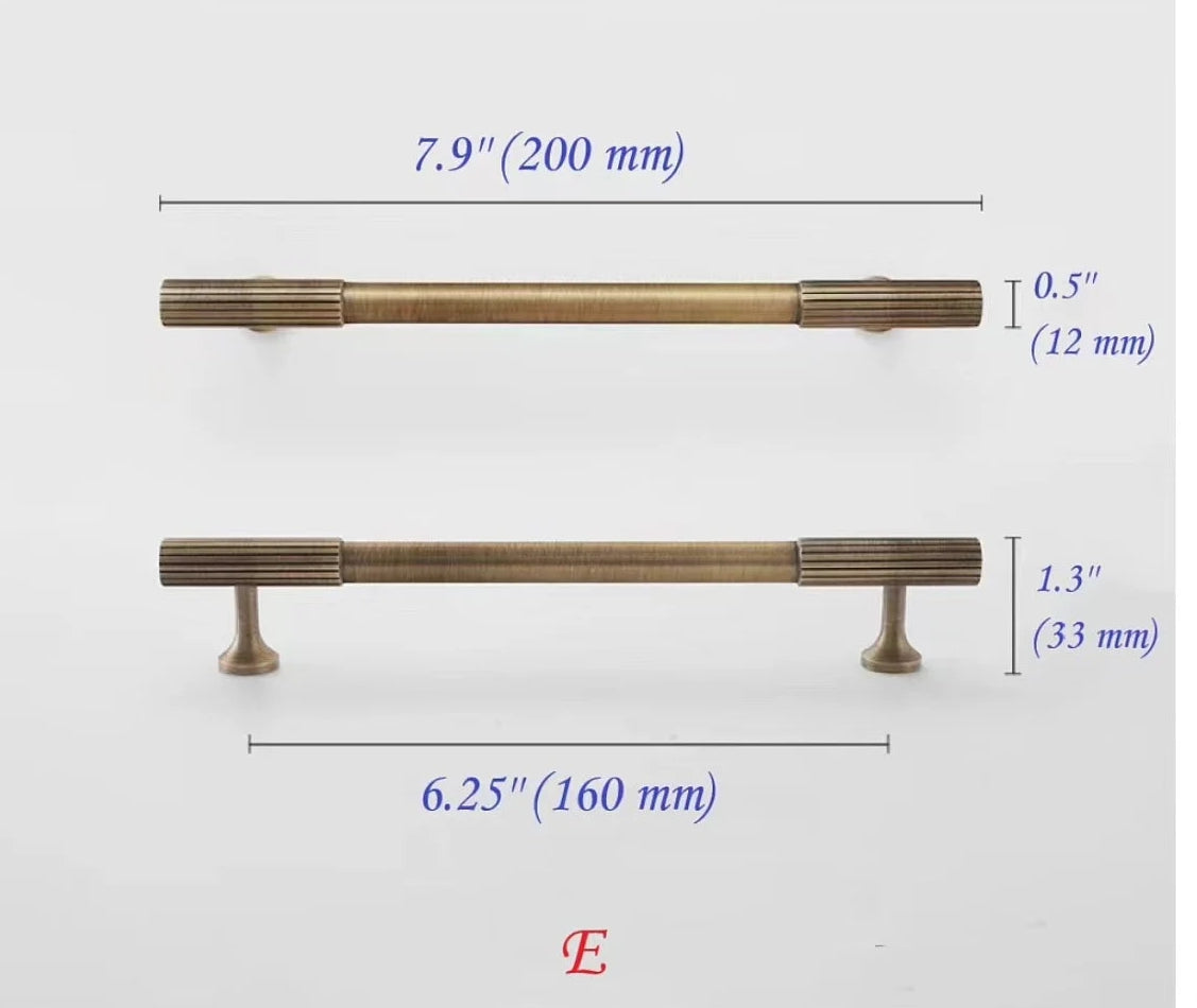 Fluted Brass Cabinet Pulls, Antique Bronze Knurled Kitchen Hardware