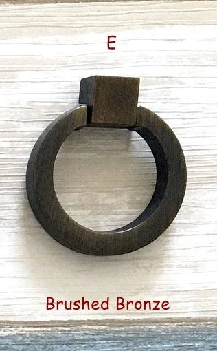 Ring Drawer Pull Cabinet knobs, Gold, Nickel, Bronze, Black