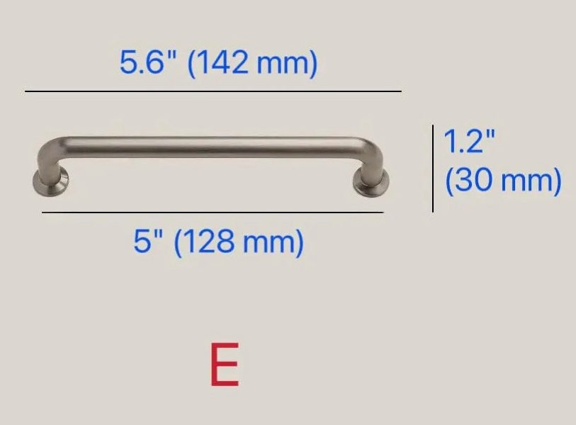 Brushed Nickel Cabinet D Handles and Ball Knobs, Modern Minimalist, 6.25" 5" 7.5" Centers