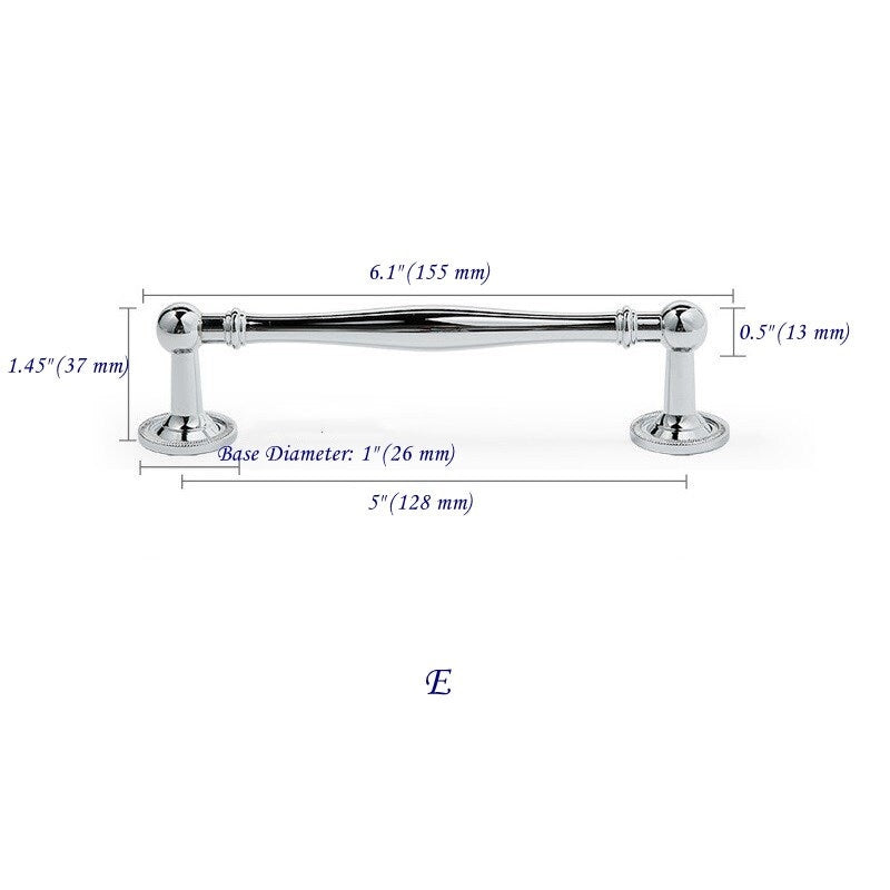 Polished Chrome Cabinet Handles, Shiny Silver Drawer Knobs, Solid Brass
