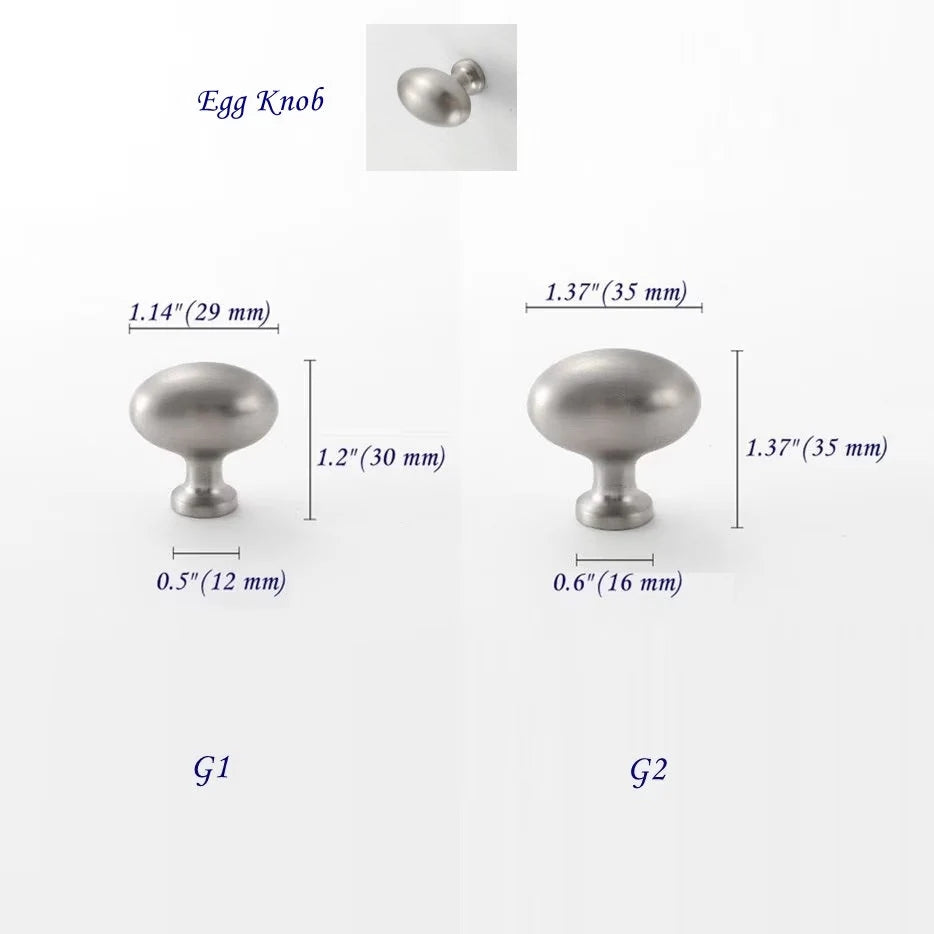 Egg Cabinet Knobs Brushed Nickel Solid Brass Classic Kitchen Hardware Drawer Chest Pull Handles