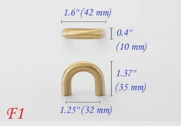 Brushed Brass D Cabinet Pulls, Cup Handles, Kitchen Hardware
