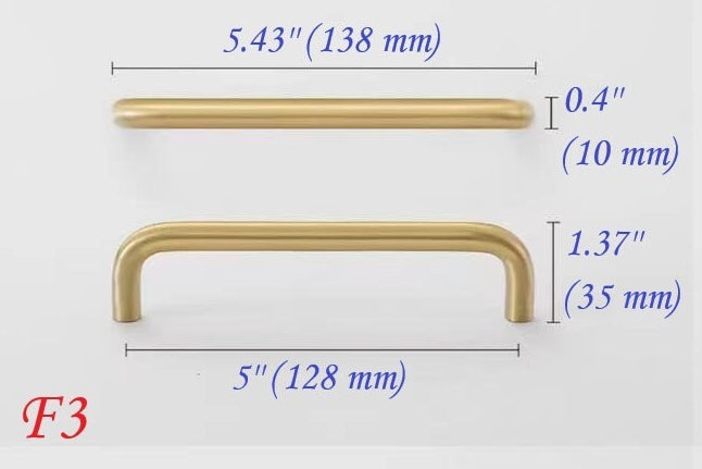 Brushed Brass D Cabinet Pulls, Cup Handles, Kitchen Hardware