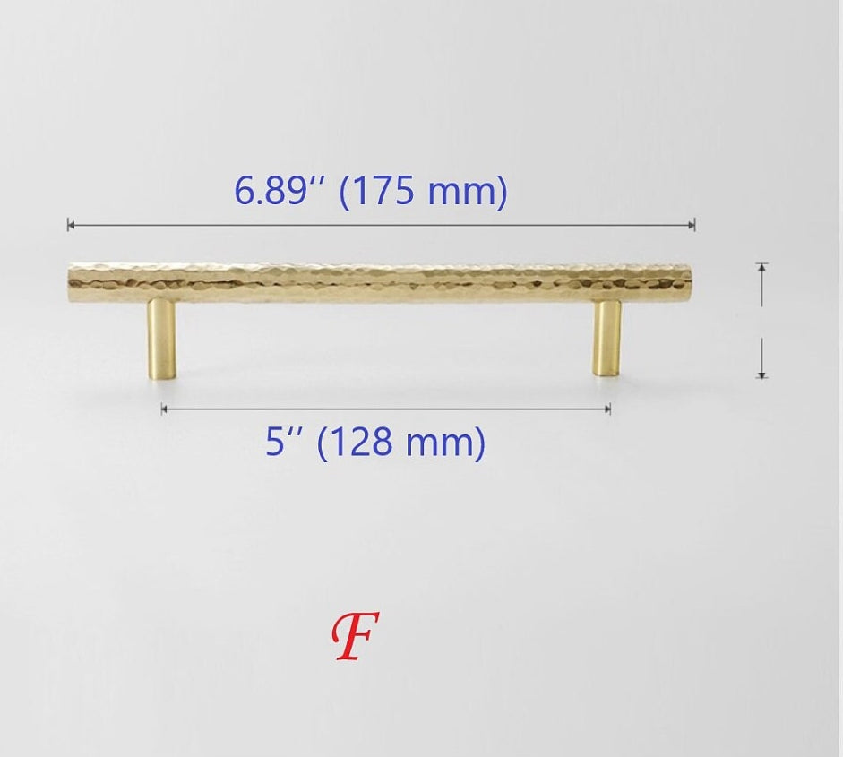 Hammered Gold Pulls Brass Cabinet Pulls T Bar Door Knob 96 128 160 192 mm