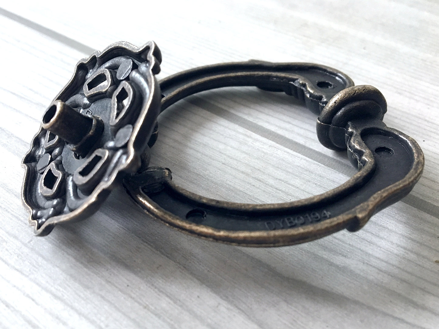 Vintage Style Ring Drawer Pull, Pendant Cabinet Knob, Antique Bronze, Rustic Hardware