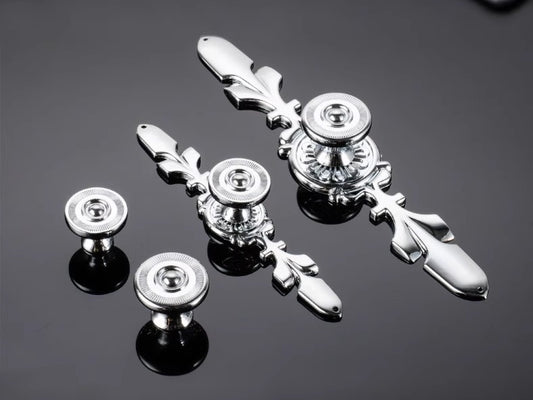 Polished Chrome Drawer Knob with Back Plate, Cabinet Door Pulls, Kitchen Hardware