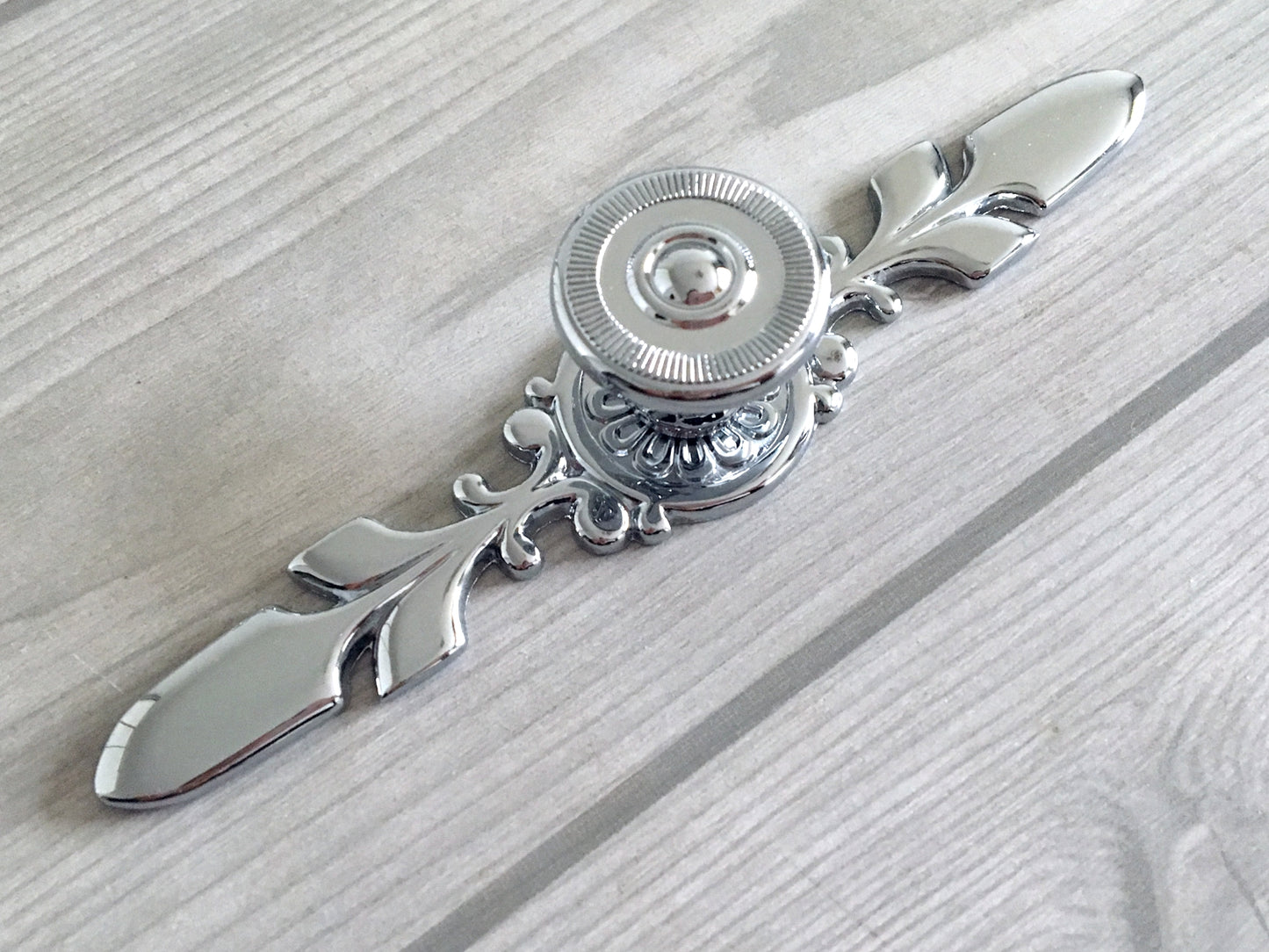 Polished Chrome Drawer Knob with Back Plate, Cabinet Door Pulls, Kitchen Hardware