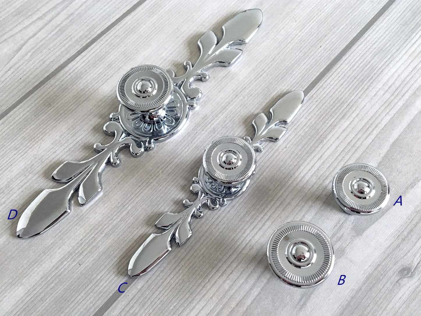 Polished Chrome Drawer Knob with Back Plate, Cabinet Door Pulls, Kitchen Hardware