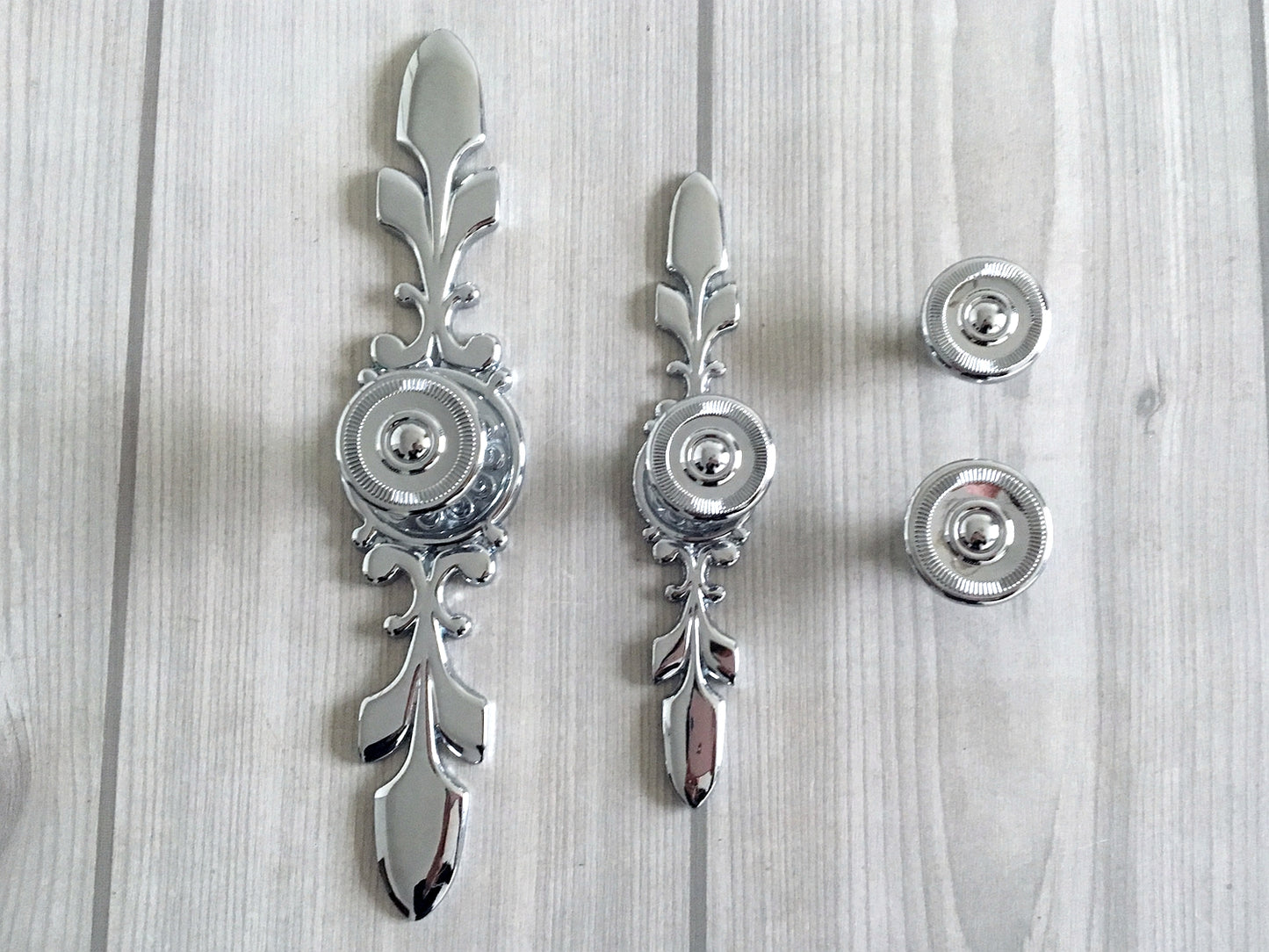 Polished Chrome Drawer Knob with Back Plate, Cabinet Door Pulls, Kitchen Hardware