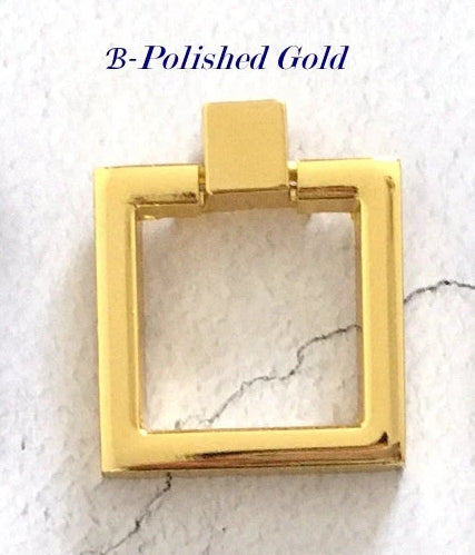 Square & Ring Drop Cabinet Pulls, Gold, Nickel, Bronze, Black