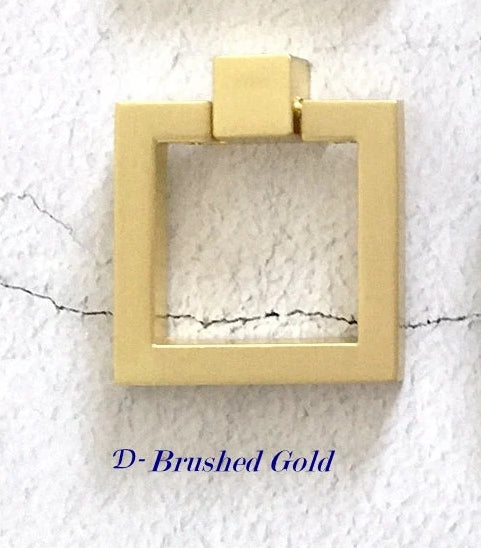 Square & Ring Drop Cabinet Pulls, Gold, Nickel, Bronze, Black
