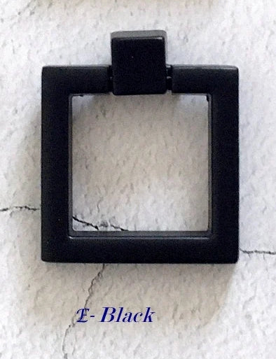 Square & Ring Drop Cabinet Pulls, Gold, Nickel, Bronze, Black