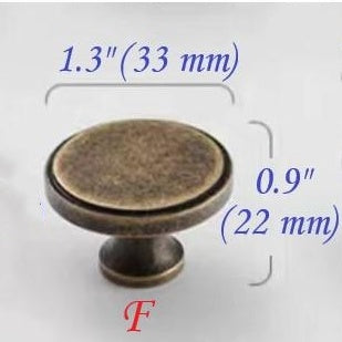 Classic Antique Bronze Cabinet Knob, Solid Brass, Retro Vintage Victorian Rustic Kitchen Hardware