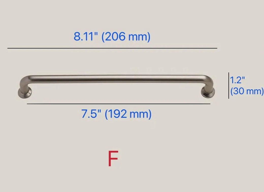 Brushed Nickel Cabinet D Handles and Ball Knobs, Modern Minimalist, 6.25" 5" 7.5" Centers