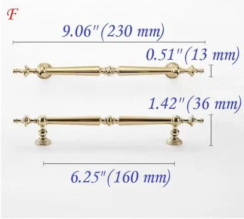 Polished Brass Cabinet Bar Pulls European Style Luxury Shiny Gold