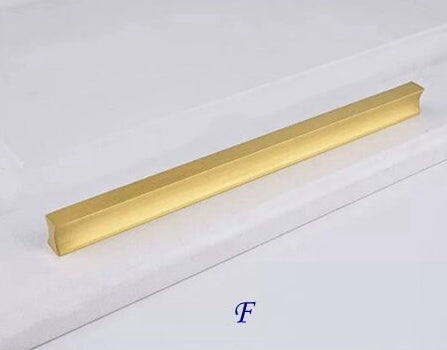 Solid Brass Cabinet Pulls, Simple Minimalism, Brushed Gold, Kitchen Hardware