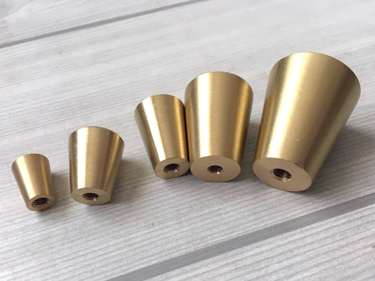 Tapered Brass Knob, Cone Drawer Pulls, Mid Century Modern Kitchen Hardware, Brushed Gold