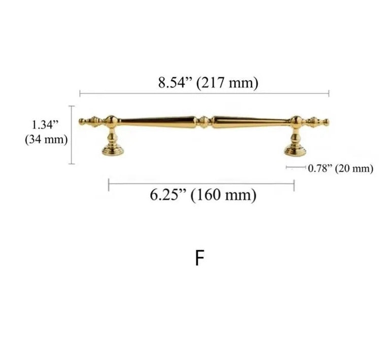 Polished Gold Brass Cabinet Bar Pulls European Style Luxury Shiny
