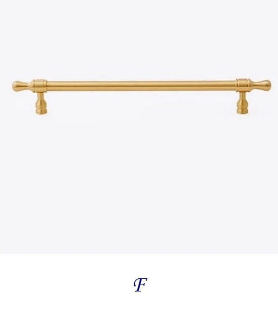 Cabinet Bar Pulls, Solid Brass, Brushed Gold, Modern Mid Century Kitchen Hardware