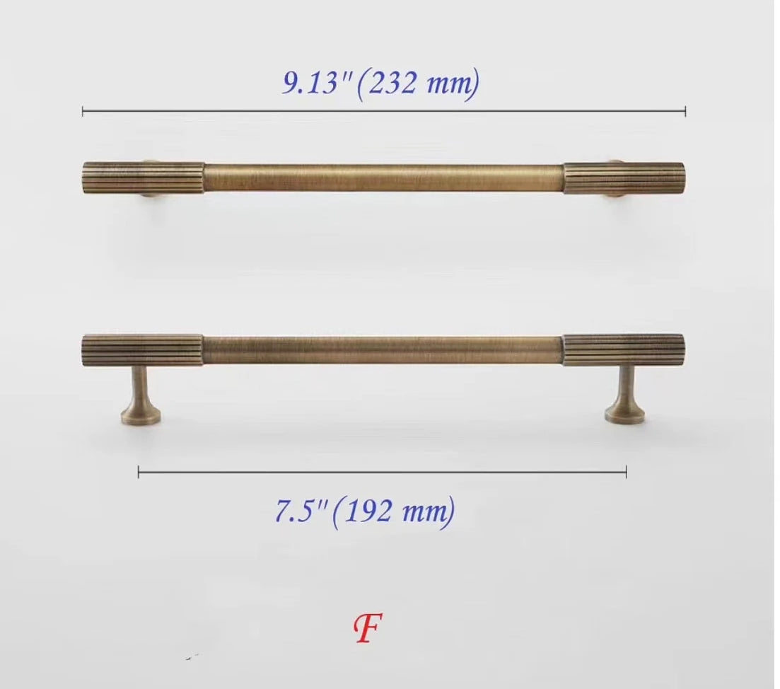 Fluted Brass Cabinet Pulls, Antique Bronze Knurled Kitchen Hardware