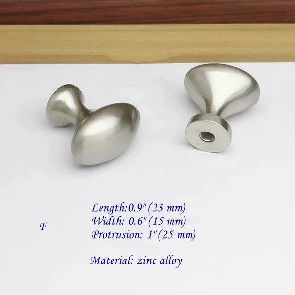 Nickel Cabinet Knobs, Egg Drawer Pulls, Modern Kitchen Hardware