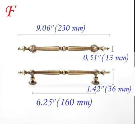 European Style Brass Cabinet Pull, Antique Bronze, Retro Kitchen Hardware