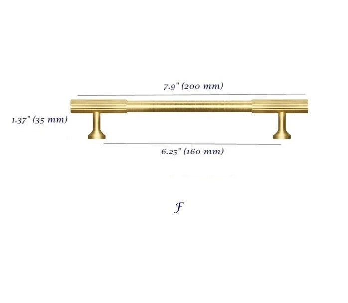 Fluted Kitchen Cabinet Handles Brushed Brass 160 mm
