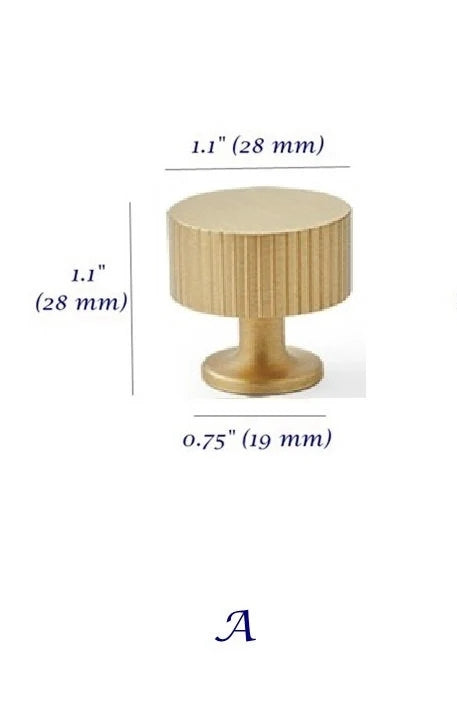 Fluted Brass Cabinet Knobs Brushed Gold