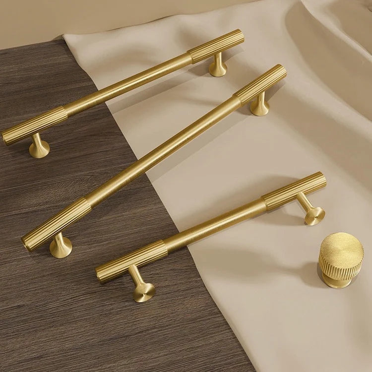 Fluted Cabinet Hardware Brass Drawer Pulls