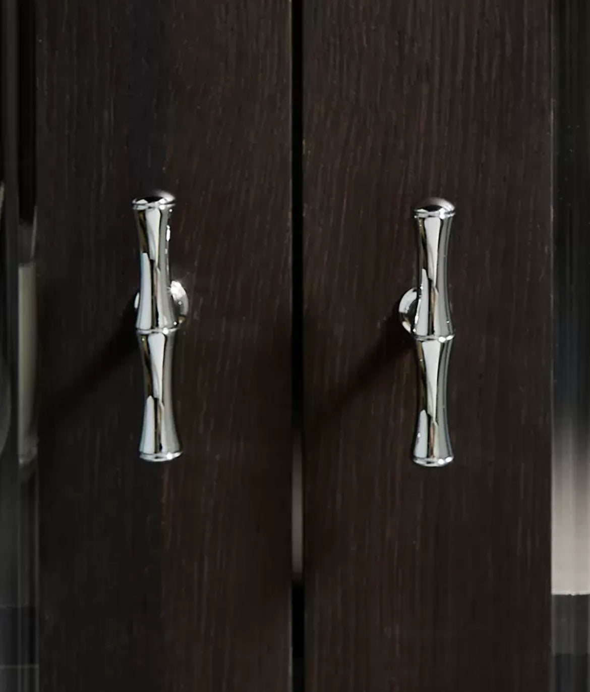 Brass Bamboo Drawer Handles, Polished Chrome, Kitchen Cabinet Hardware, 3.75" 5" 6.25" 8.8" 12.5" Centers