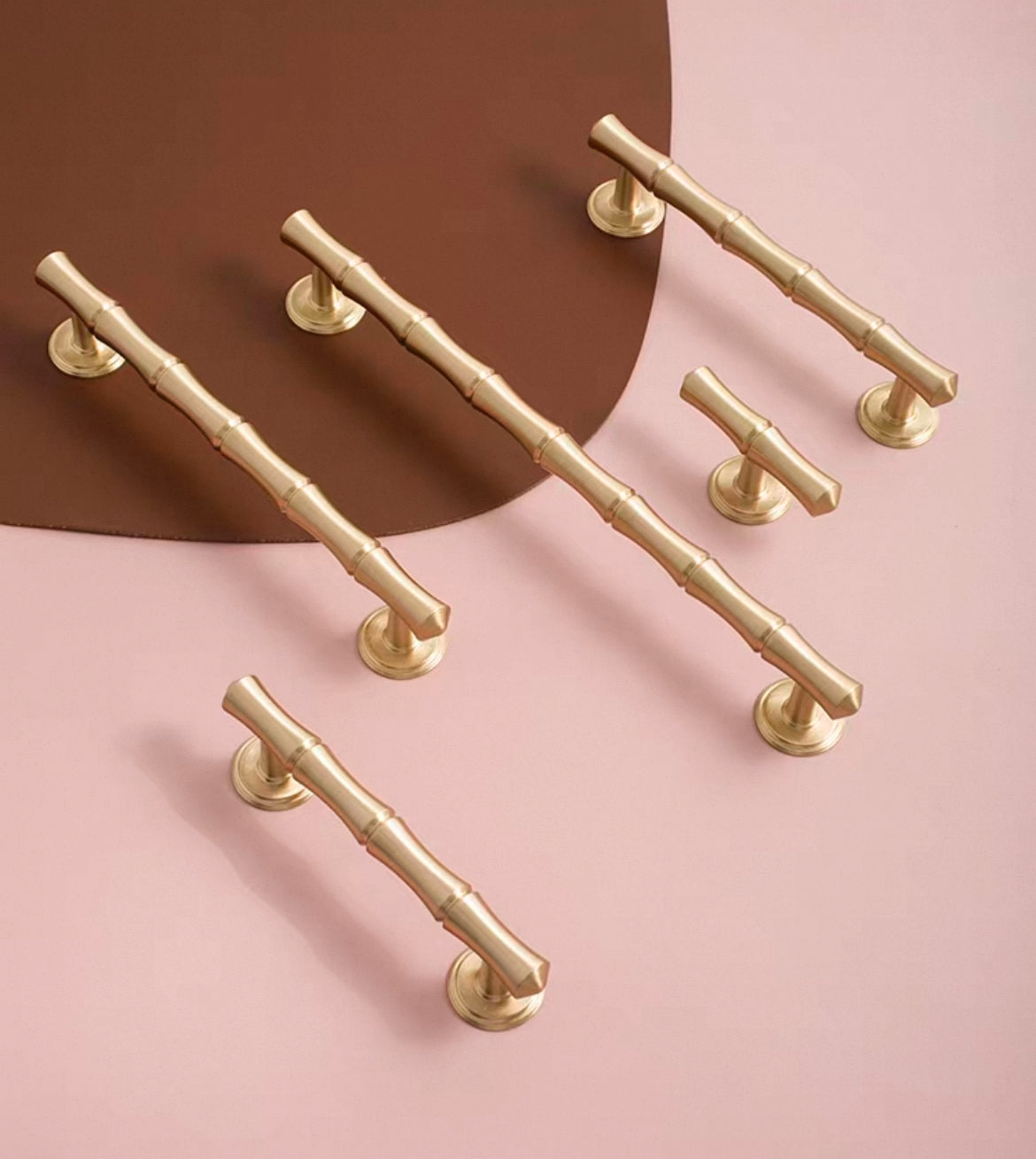 Asian inspired bamboo cabinet pulls made from solid brass
