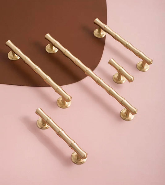 Asian inspired bamboo cabinet pulls made from solid brass