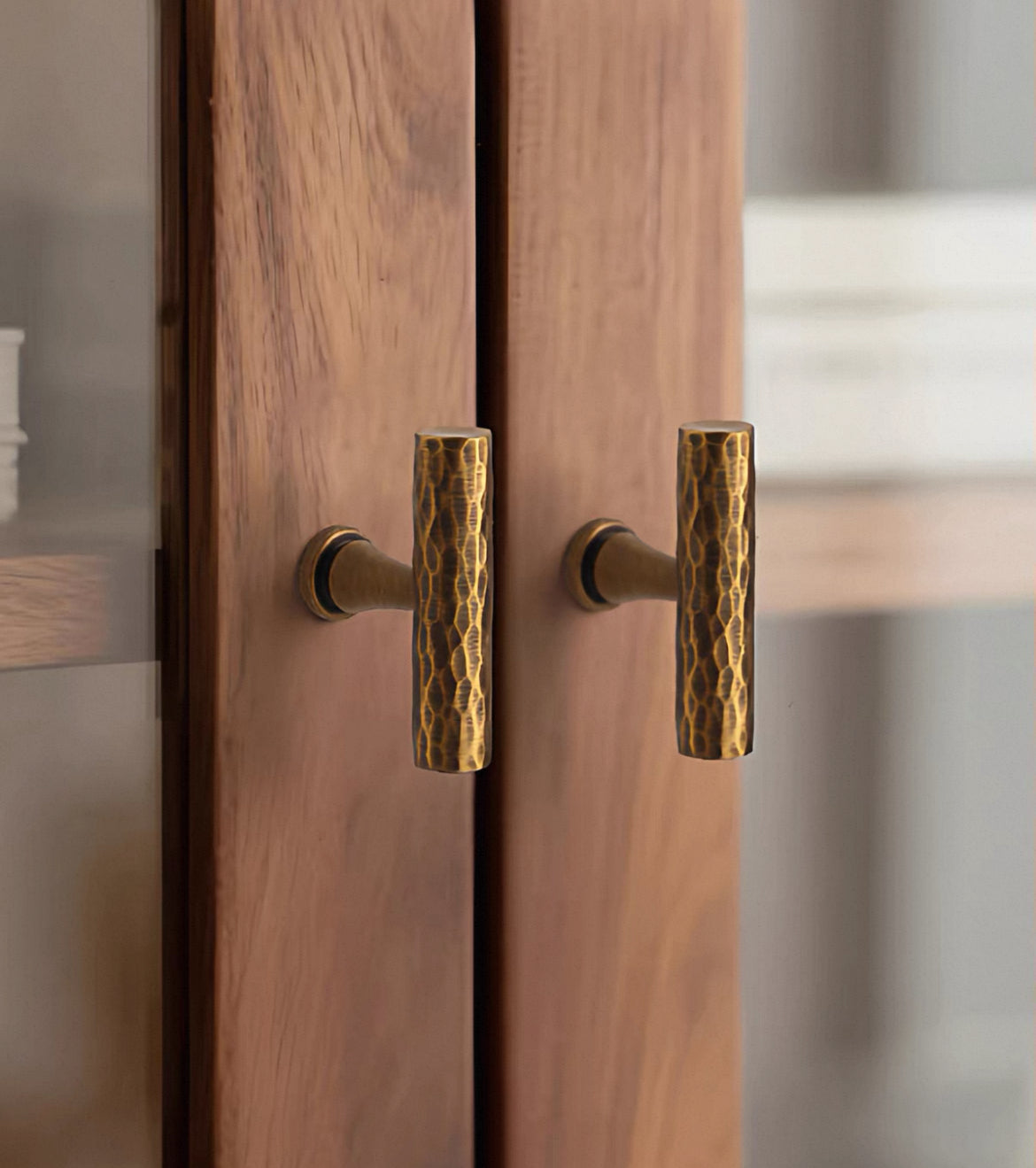 Hammered Antique Bronze Cabinet Bar Pulls 96 128 160 224 320 mm, Brass, Modern Transitional Style