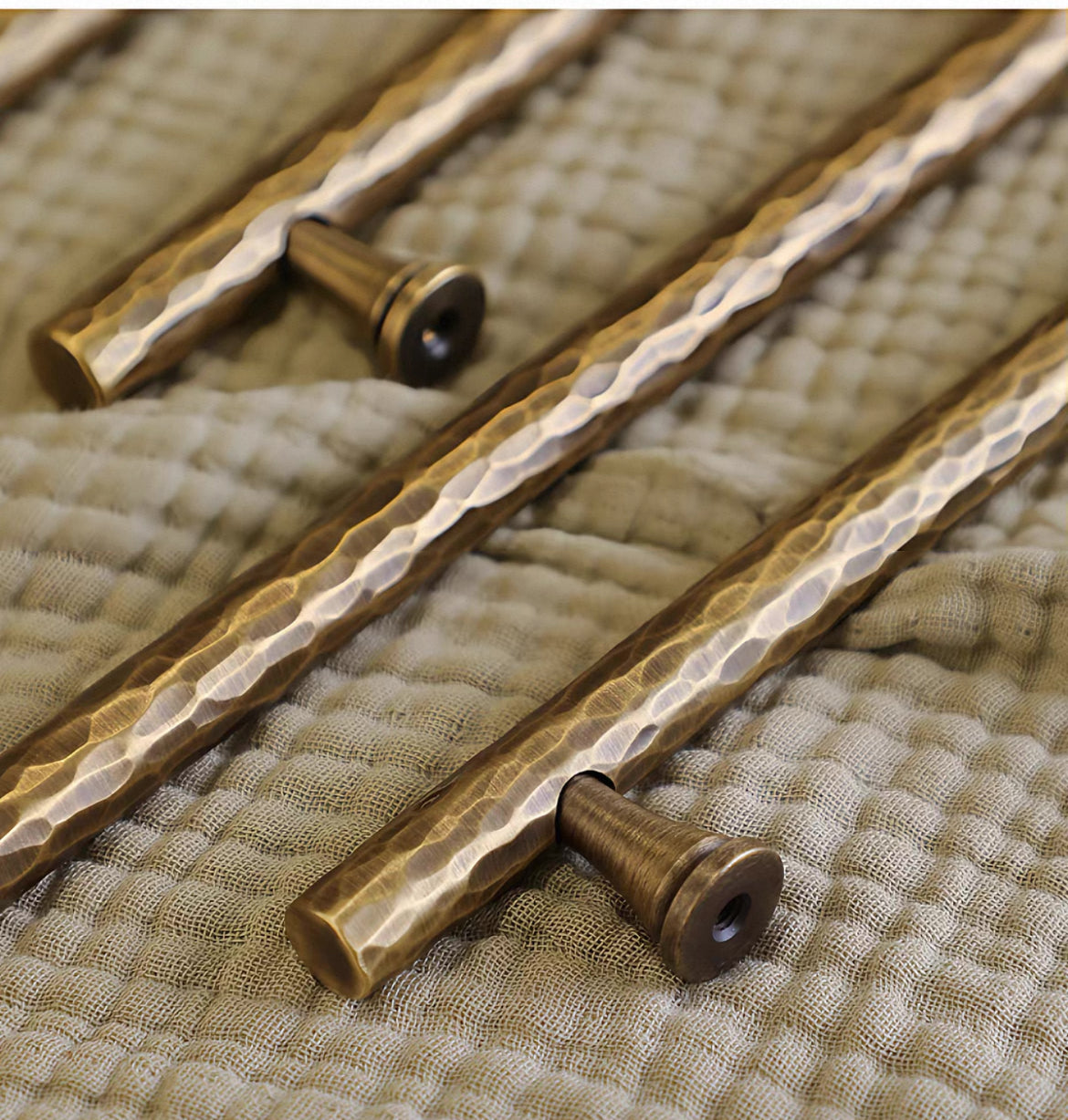 Hammered Antique Bronze Cabinet Bar Pulls 96 128 160 224 320 mm, Brass, Modern Transitional Style