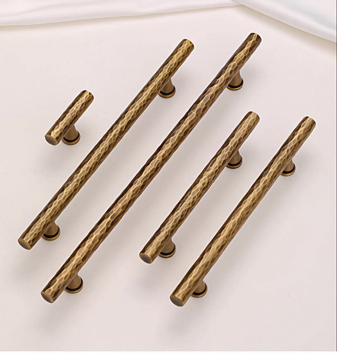 Modern hammered aged bronze kitchen bar handles with 96 mm, 128 mm, 160 mm, 224 mm and 320 mm hole spacing