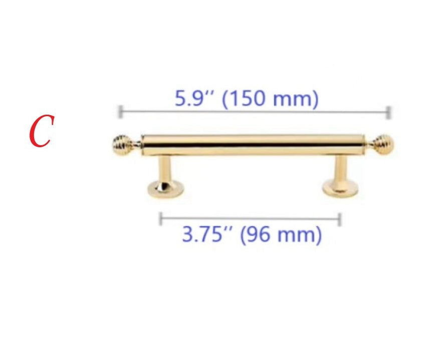 Beehive Brass Cabinet Pulls and Knobs, Polished Gold and Chrome, Luxurious
