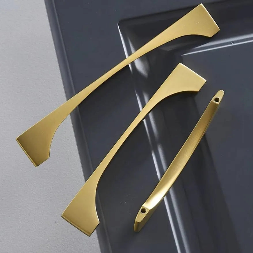 Mid Century Modern Gold Drawer Pull Kitchen Cabinet Handles