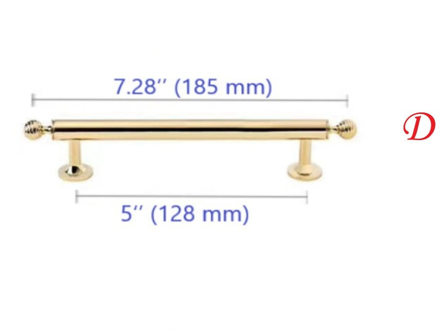 Beehive Brass Cabinet Pulls and Knobs, Polished Gold and Chrome, Luxurious