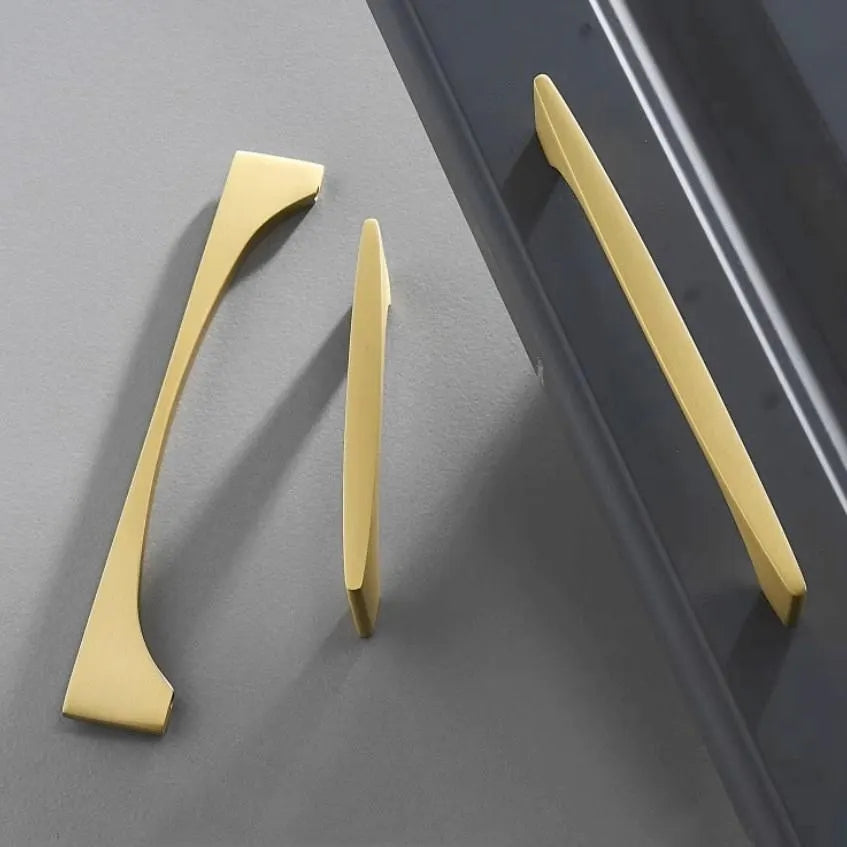 Mid Century Modern Gold Drawer Pull Kitchen Cabinet Handles