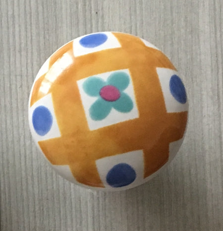 Colorful Porcelain Drawer Pulls, 3" 3.75" Centers, 4 Designs