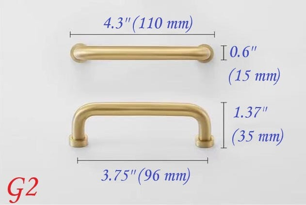 Brushed Brass D Cabinet Pulls, Cup Handles, Kitchen Hardware