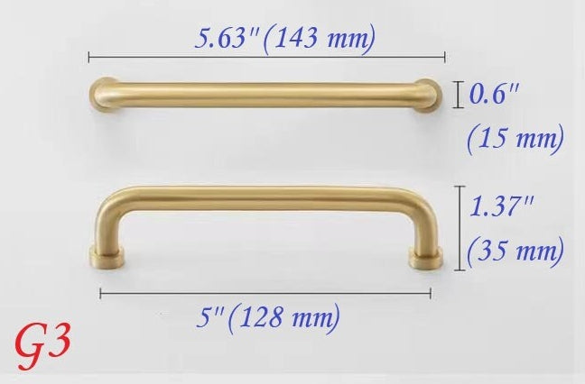 Brushed Brass D Cabinet Pulls, Cup Handles, Kitchen Hardware