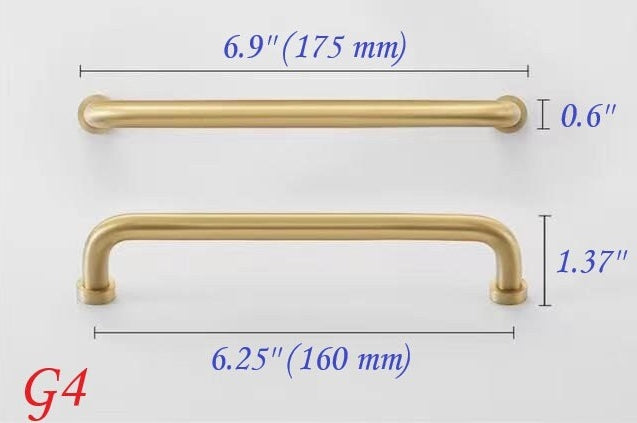 Brushed Brass D Cabinet Pulls, Cup Handles, Kitchen Hardware
