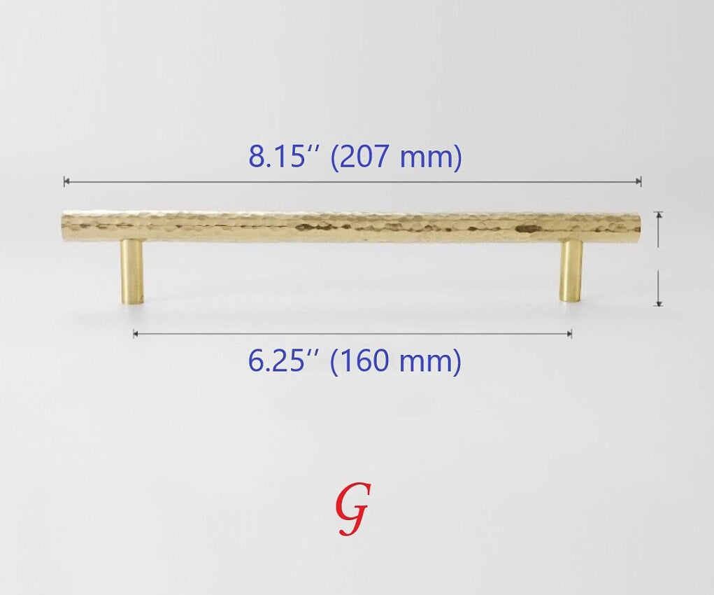 Hammered Gold Pulls Brass Cabinet Pulls T Bar Door Knob 96 128 160 192 mm