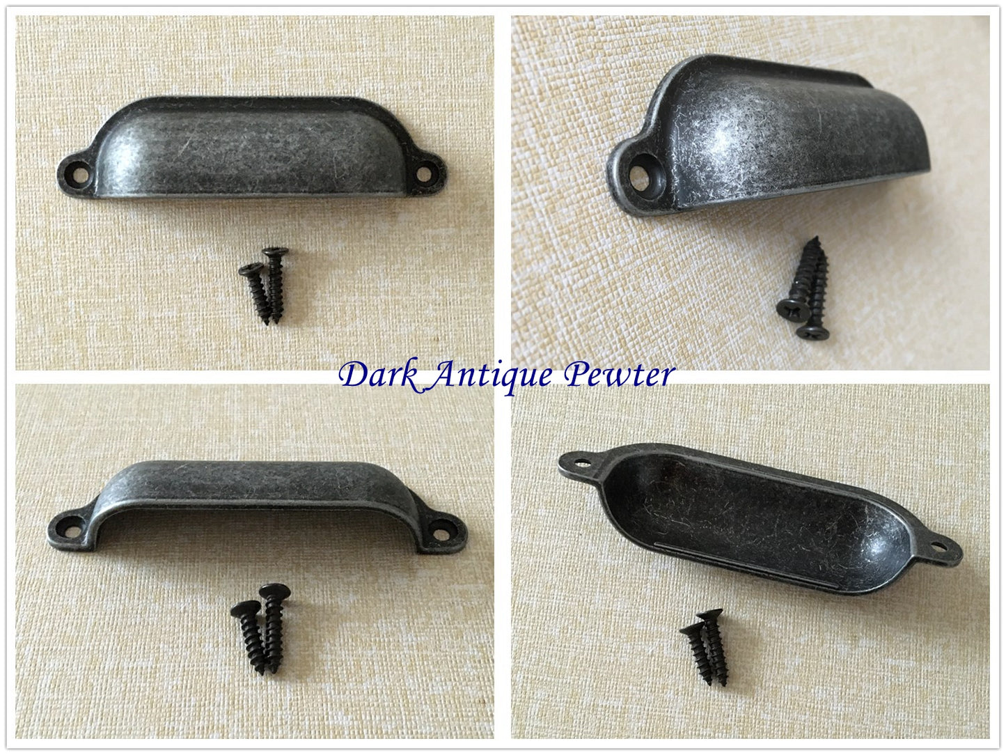 Cabinet Cup Pull Handle, 3.5" Center to Center, Front Screws, Multi Finishes