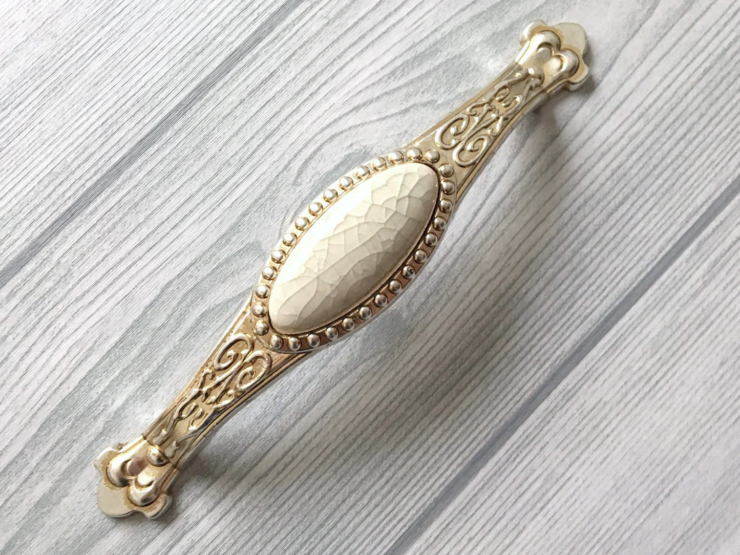 Crackle Ceramic & Antique Silver Wardrobe Pull & Knob - 64 96 128 mm