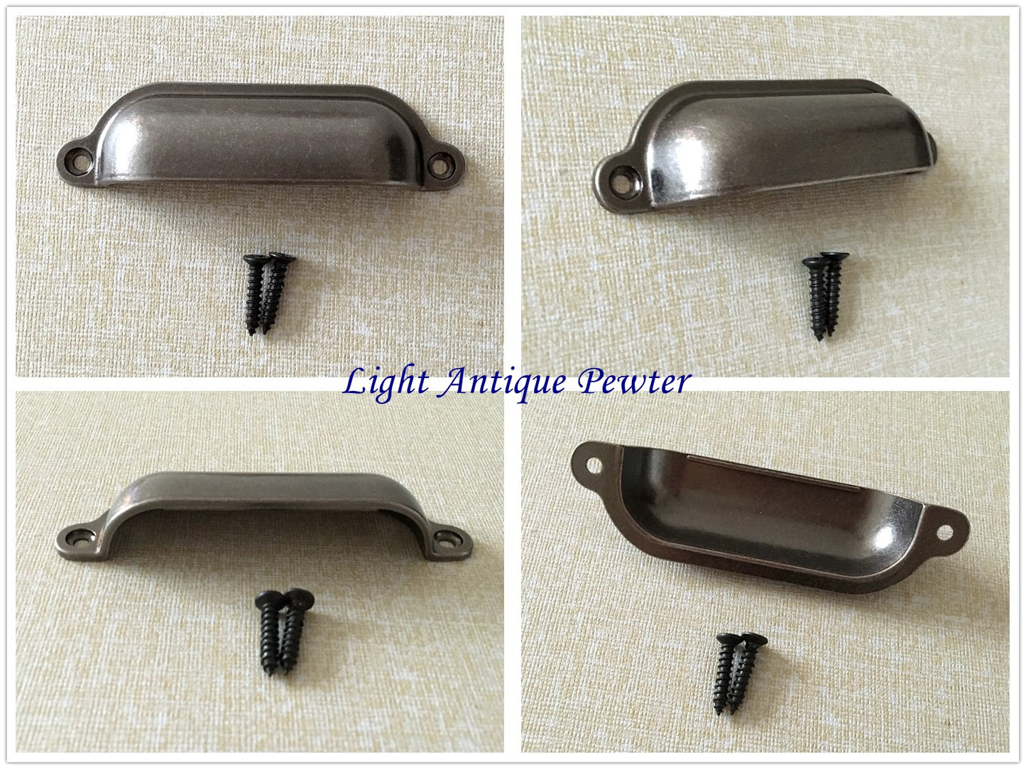 Cabinet Cup Pull Handle, 3.5" Center to Center, Front Screws, Multi Finishes