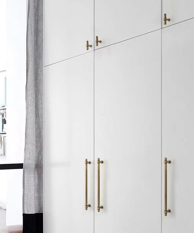 Cabinet Bar Handles, Solid Brass, Antique Bronze, Retro Kitchen Hardware