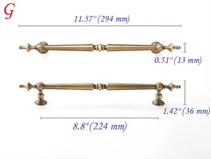 European Style Brass Cabinet Pull, Antique Bronze, Retro Kitchen Hardware
